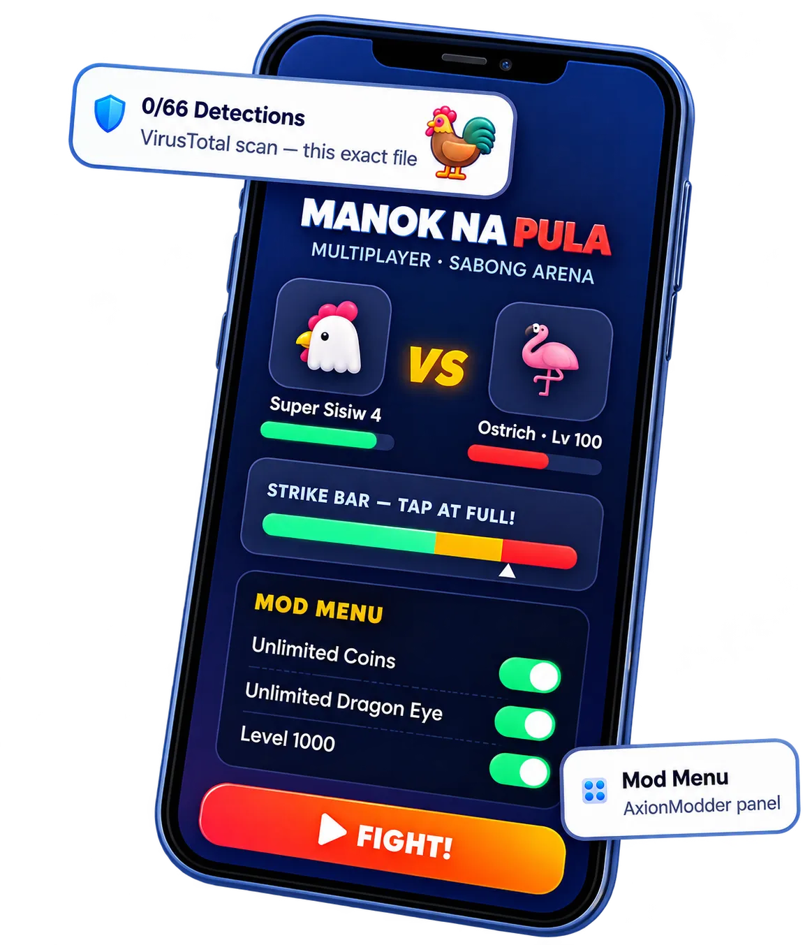 Manok Na Pula Mod APK v8.3 – level 1000, unlimited money and Dragon Eye mod menu
